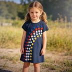 Mädchen T-Shirt Kleid mit buntem Herz-Stickdesign R&B