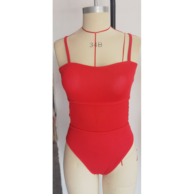 Damen Einteiler Badeanzug mit elegantem Rippendesign und figurschmeichelnder Silhouette R&B