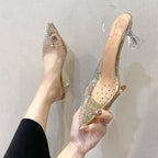 Damen transparente High Heels mit funkelndem Strass R&B