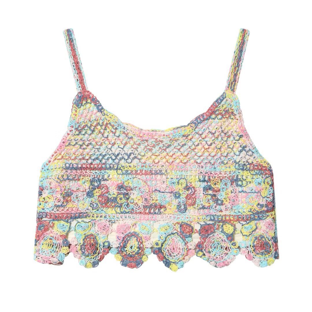 Damen gehäkeltes Oberteil im farbenfrohen Design R&B