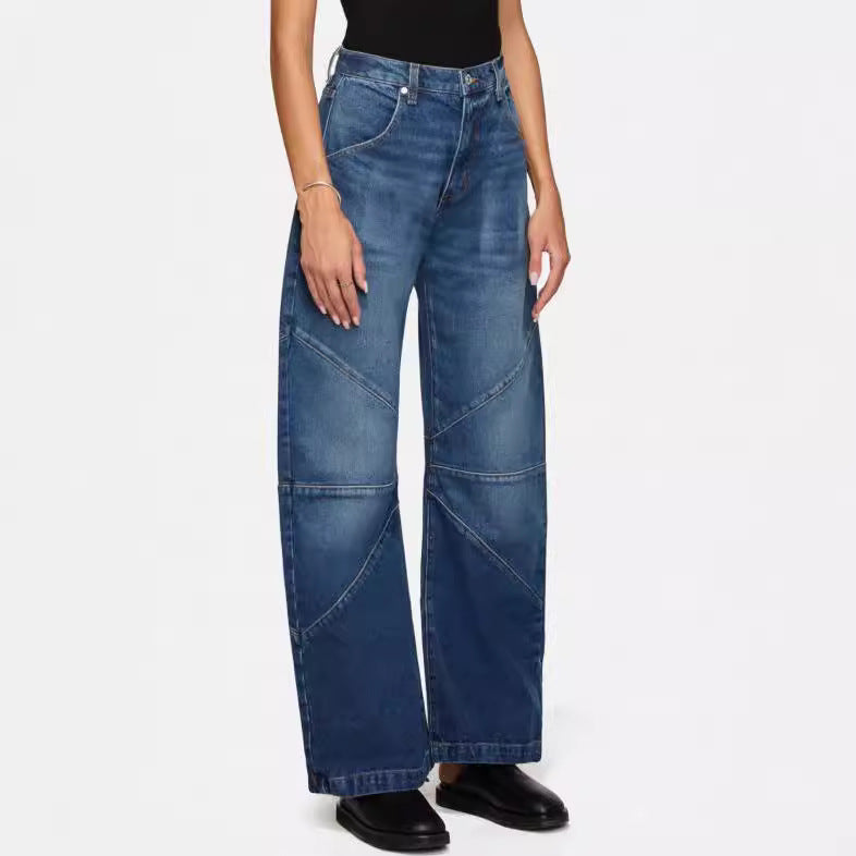 Damen breite Jeans mit einzigartigem Nahtdesign im angesagten Stil R&B