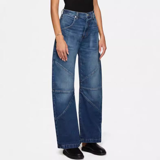 Damen breite Jeans mit einzigartigem Nahtdesign im angesagten Stil R&B