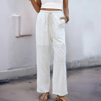 Damen Sommerliche Leinenhose mit elastischem Bund und praktischen Tasche R&B