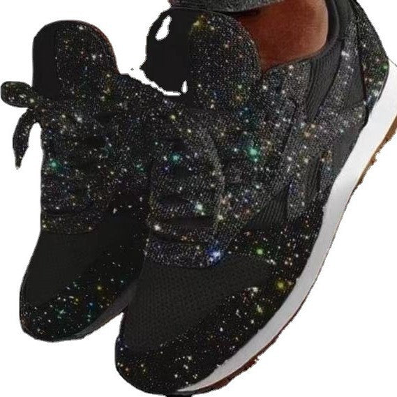 Damen nan glitzernde Sneaker mit kristallbesetzter Oberfläche, gepolstertem Komfortfußbett und rutschfester Gummisohle R&B