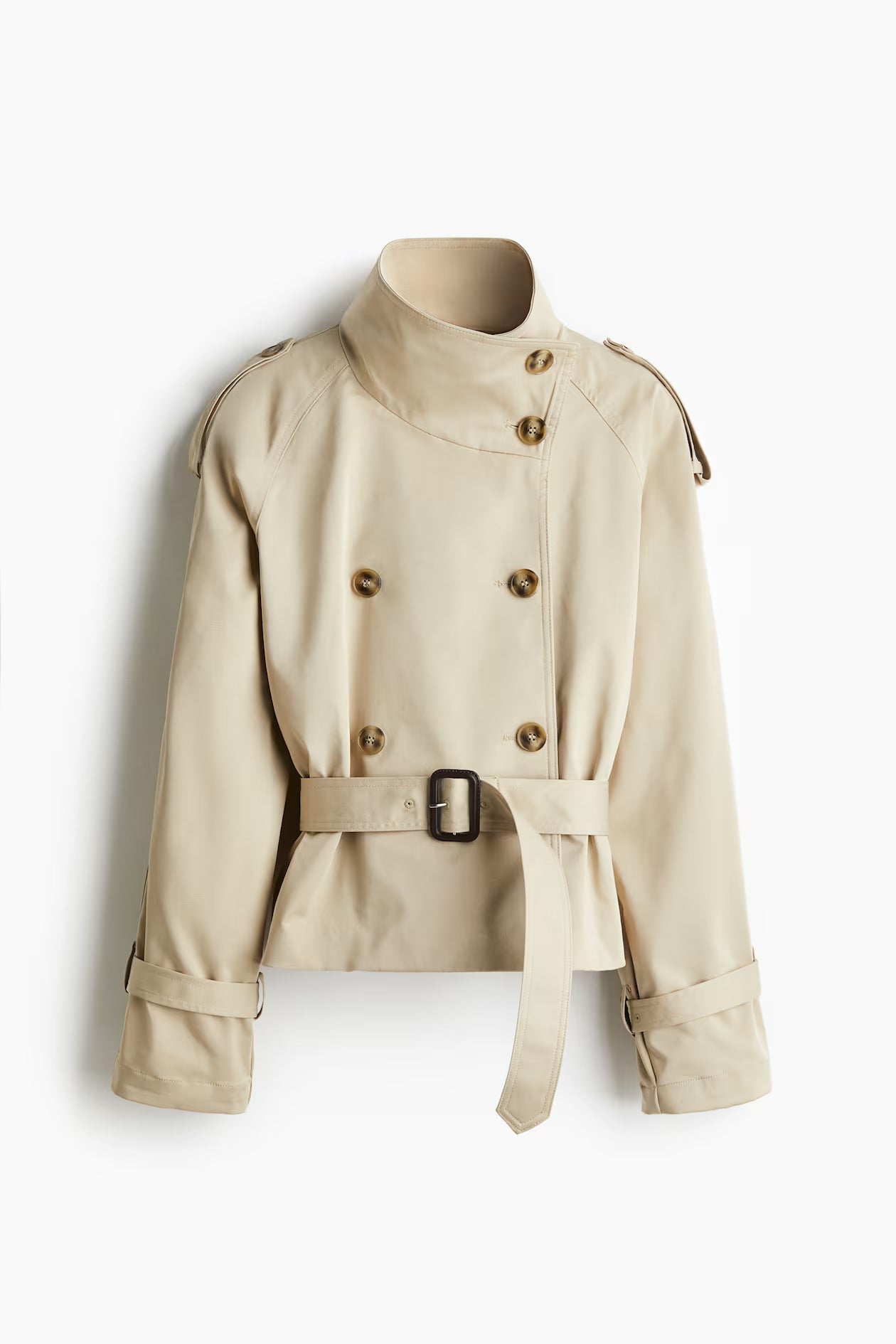 Damen modische Trenchjacke mit Gürtel und doppelter Knopfaiusschnitt