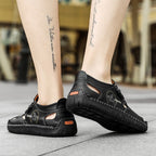 Herren Bequeme Lederfreizeitschuhe mit Reißverschluss und atmungsaktiven Öffnungen R&B