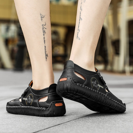 Herren Bequeme Lederfreizeitschuhe mit Reißverschluss und atmungsaktiven Öffnungen R&B