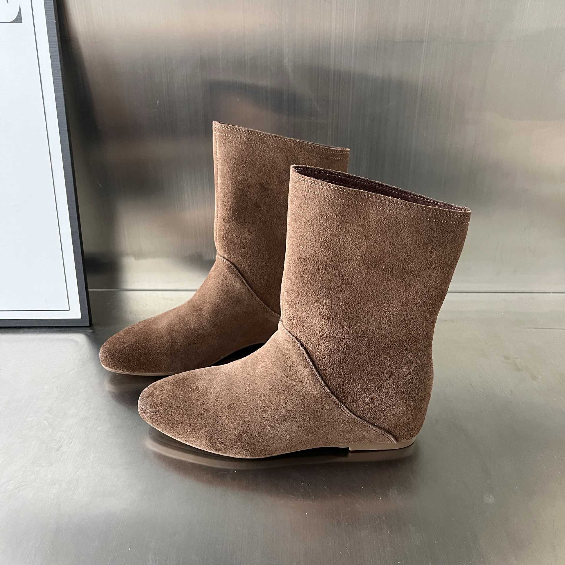 Damen stilvolle Ankle Boots aus hochwertigen Veloursleder R&B