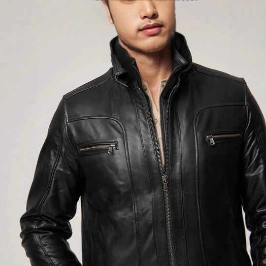 Herren lässige jacke mit modernem Stehkragen und vielseitigen Taschen R&B