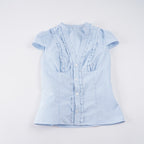 Damen Blusen Top mit Rüschendetails und figurbetontem Schnitt R&B