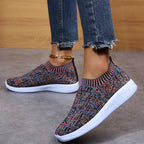 Damen Slip-On Sportschuhe mit atmungsaktiver Strick-Oberfläche und rutschfester Sohle R&B