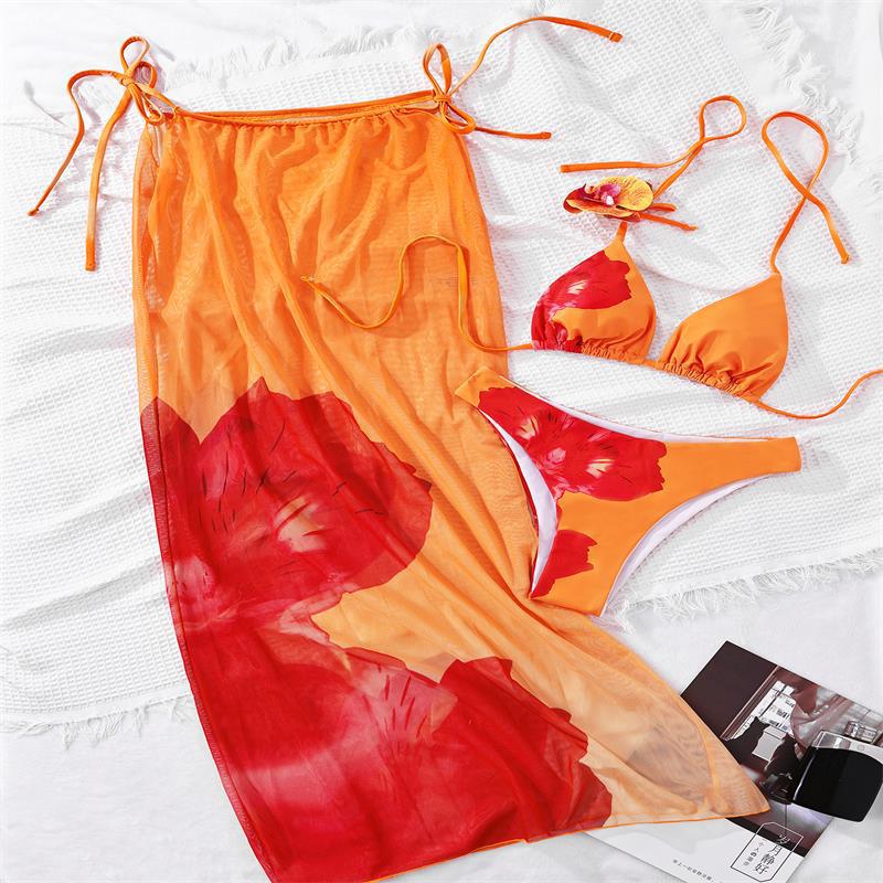 Damen Strandrock mit floralem Design und hohem Beinausschnitt R&B