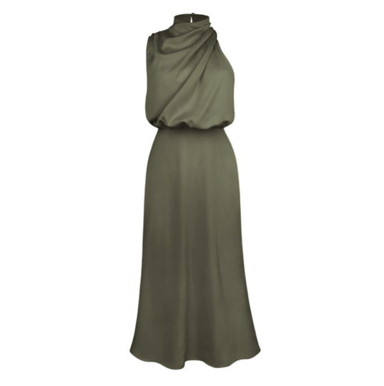 Damen Elegantes Etuikleid mit asymmetrischem Kragen und fließendem Schnitt R&B