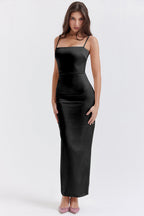 Damen Satin Maxikleid mit schulterfreiem Design und figurschmeichelndem Schnitt R&B