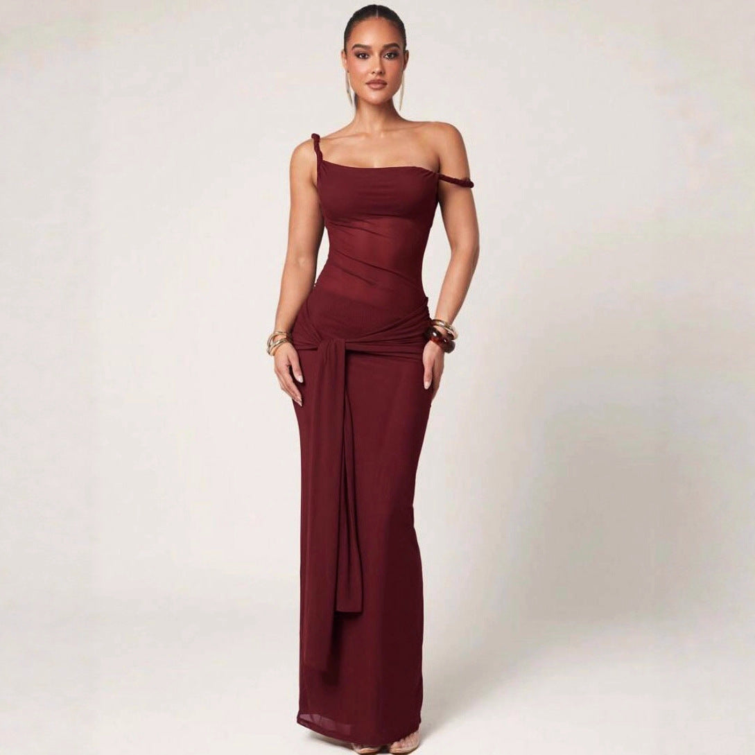Damen Galakleid mit asymmetrischem Ausschnitt und dekorativem Wickeldetail R&B