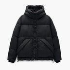 Herren gesteppte Winterjacke mit Kapuze und großzügigen Taschen Hedi-Mode