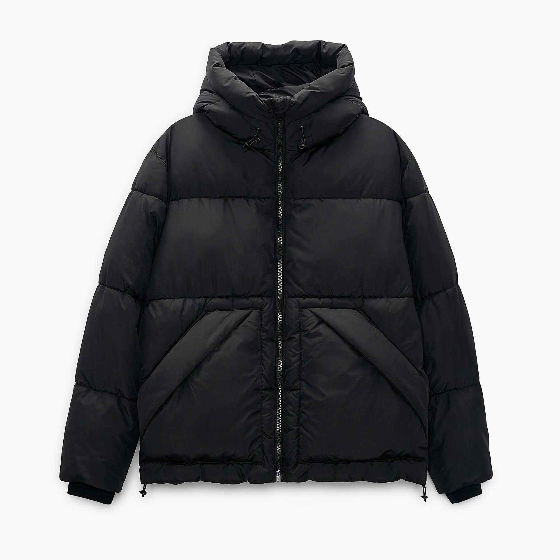 Herren gesteppte Winterjacke mit Kapuze und großzügigen Taschen Hedi-Mode