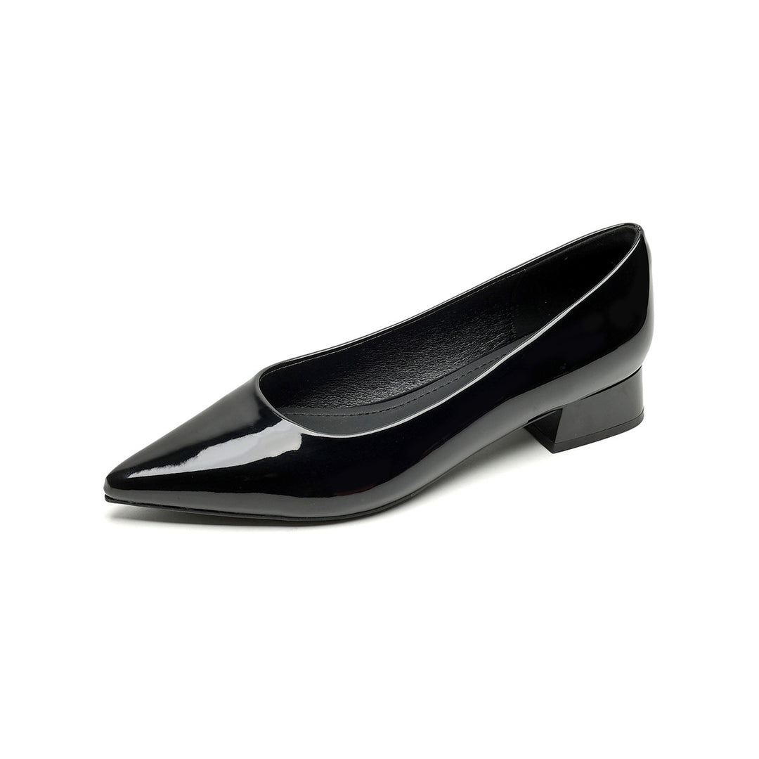 Damen elegante Ballerinas mit spitzem Zehenbereich und komfortablem Blockabsatz R&B