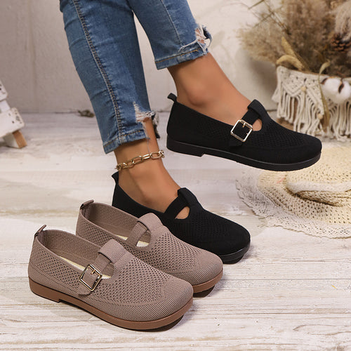 Damen luftige Ballerinas mit modischem Schnallen-Detail R&B