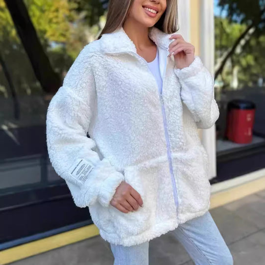 Damen Kuschelige Fleecejacke mit praktischen Taschen und hohen Kragen R&B