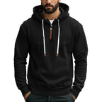 Herren Sportlicher Kapuzenpullover mit halbem Reißverschluss und Kordelzug R&B