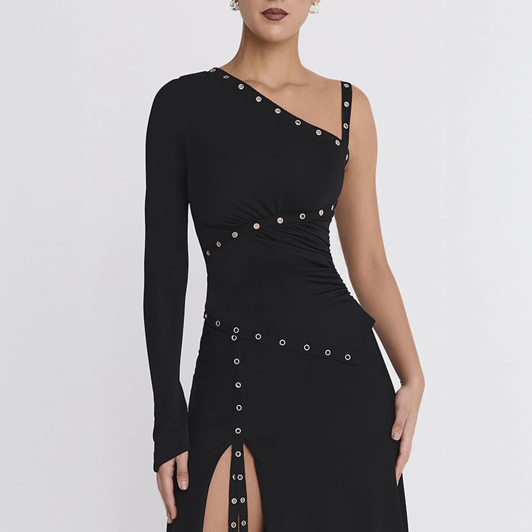 Damen Elegantes Oberteil mit asymmetrischem Schnitt und dekorativen Ösen R&B