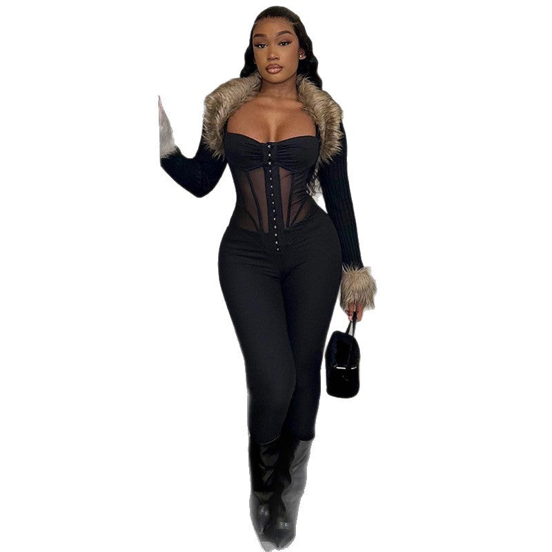 Damen Eleganter Body mit durchsichtigen Einsätzen und figurformendem Schnitt R&B