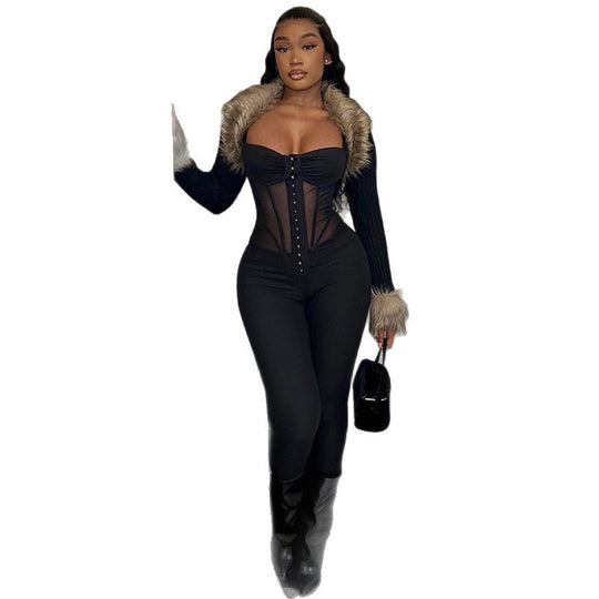 Damen Eleganter Body mit durchsichtigen Einsätzen und figurformendem Schnitt R&B