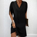 Damen V-Ausschnitt Minikleid mit lockerem Schnitt R&B