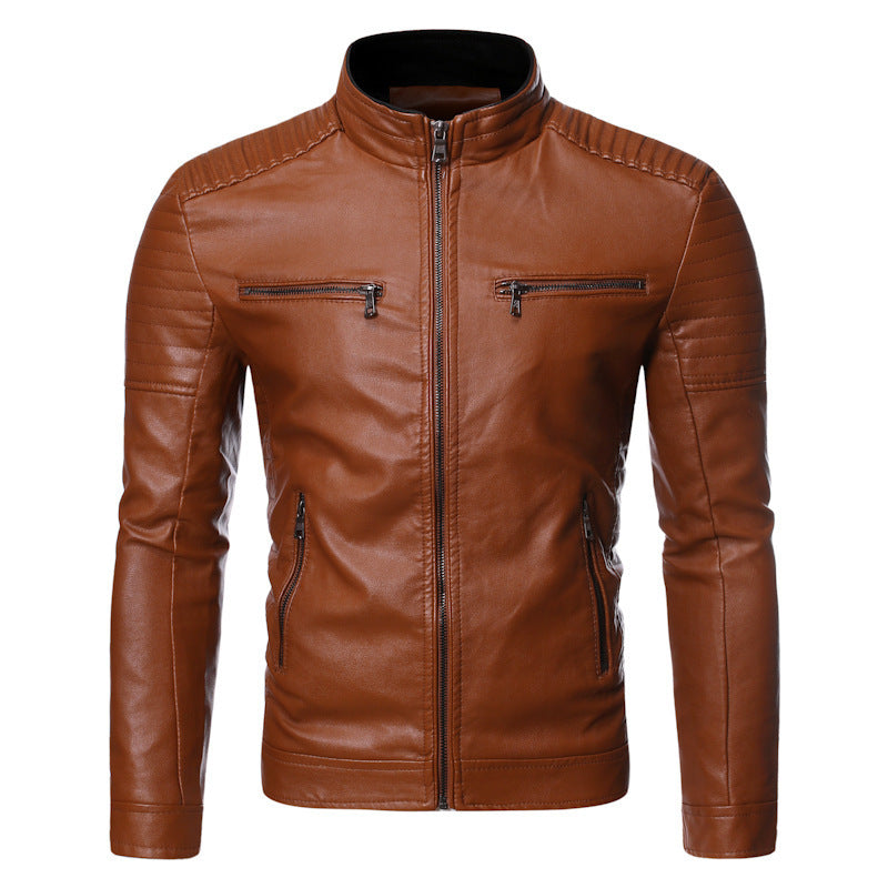 Herren Bikerjacke aus hochwertigem mit Reißverschlusstaschen R&B