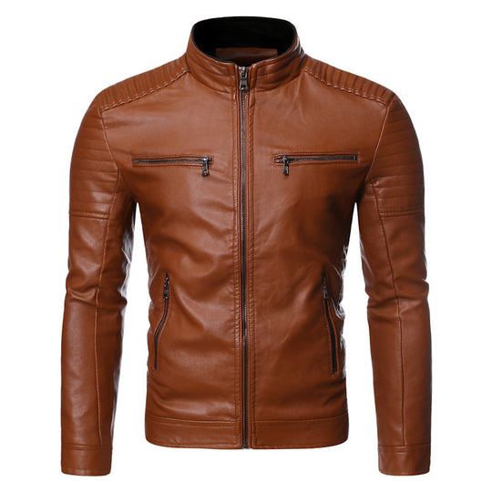 Herren Bikerjacke aus hochwertigem mit Reißverschlusstaschen R&B