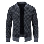 Herren Urbaner Strickjacke mit asymmetrischem Reißverschluss, hohem Kragen und modernen Details