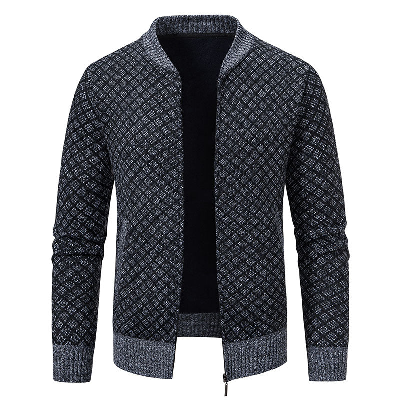 Herren Urbaner Strickjacke mit asymmetrischem Reißverschluss, hohem Kragen und modernen Details