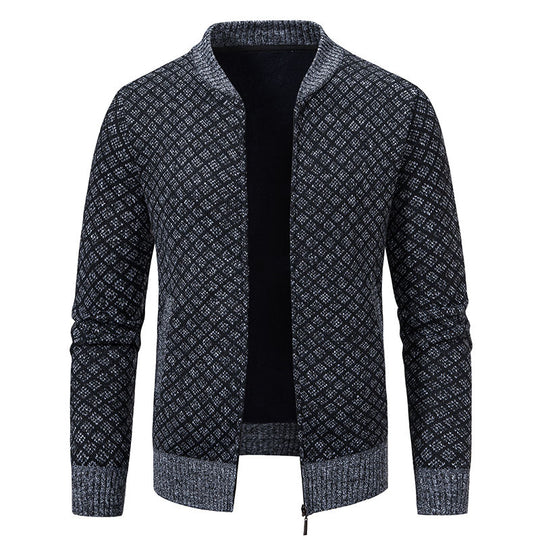 Herren Urbaner Strickjacke mit asymmetrischem Reißverschluss, hohem Kragen und modernen Details R&B