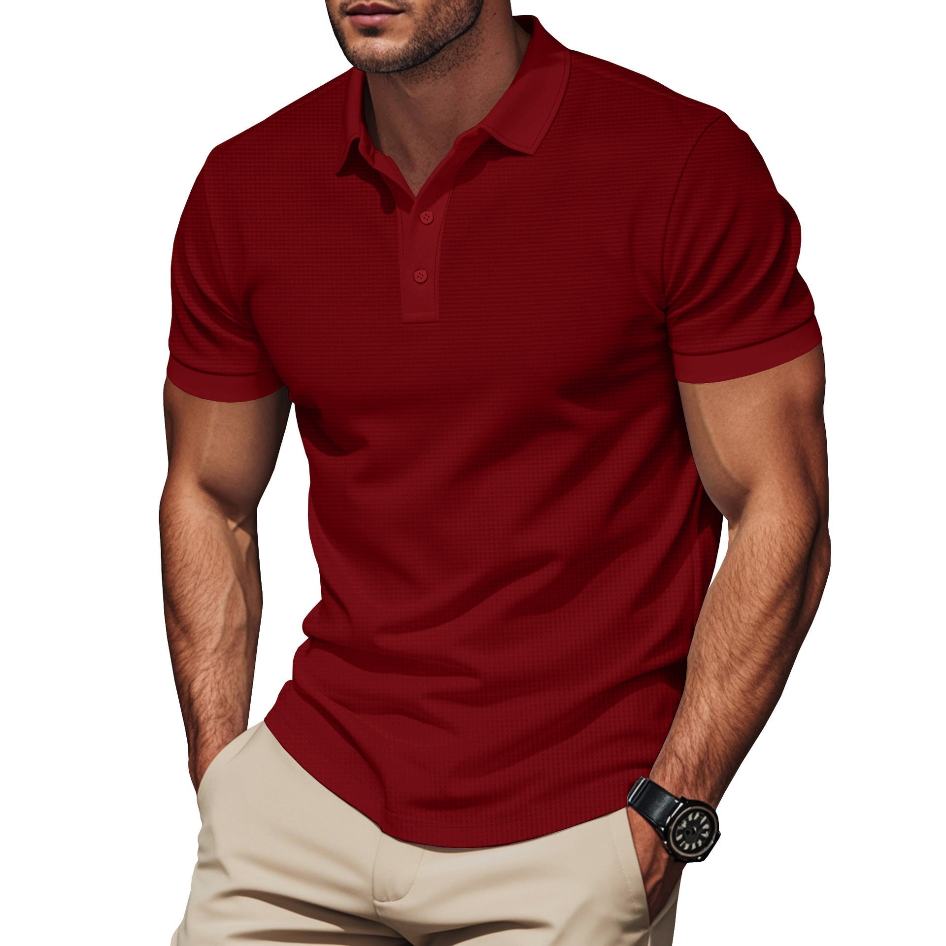 Herren Poloshirt mit strukturiertem Design und Komfortbund