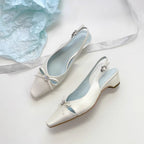 Damen Slingback-Pumps mit elegantem Schleifendetail und geschmackvoller Verzierung