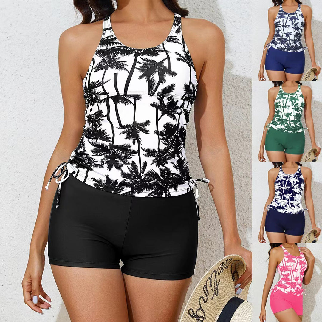 Damen Sportliches Tankini-Set mit floralem Design und verstellbaren Bündchen R&B