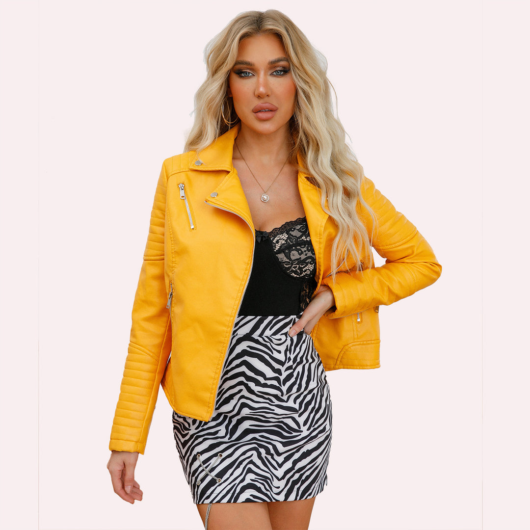 Damen Bikerjacke mit modischen Steppdetails und asymmetrischem Reißverschluss R&B