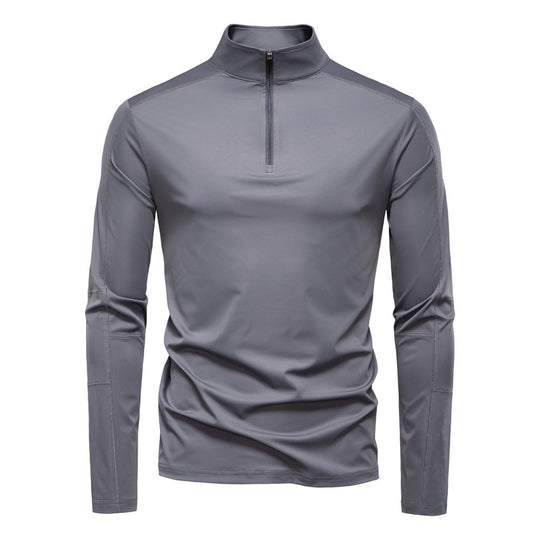 Herren nan Funktions-Langarmshirt mit Stehkragen und halbem Reißverschluss R&B