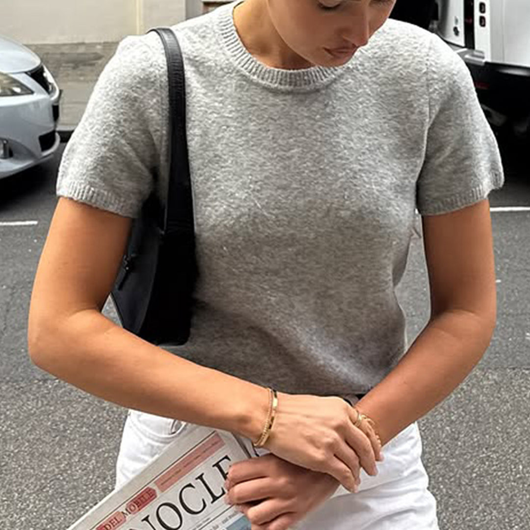 Damen Kurzarm Strickoberteil mit weichem Finish und figurfreundlicher Passform R&B