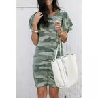 Damen Freizeitkleid mit Rüschendetails und Camouflage-Design R&B