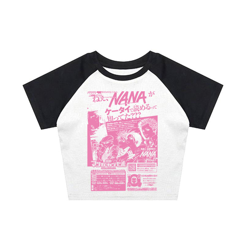 Damen Crop-Top mit kreativem grafischen Druck R&B