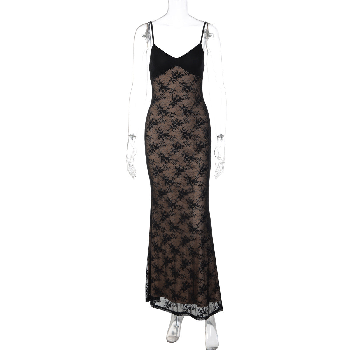 Damen Spitzen-Maxisommerkleid R&B