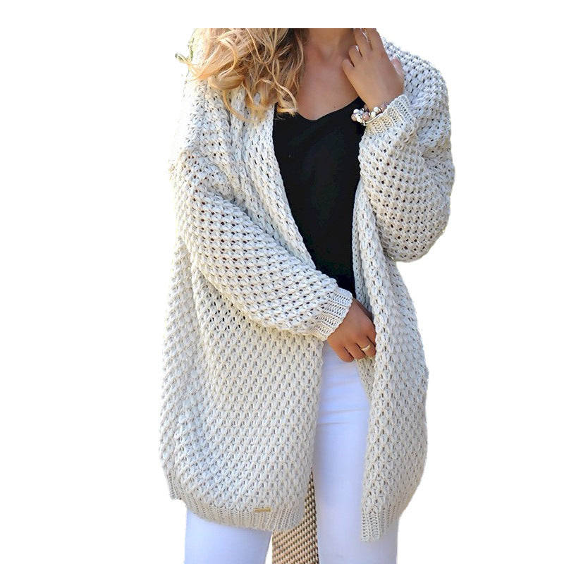 Damen Strickjacke mit modernem Lochmuster und offener Front R&B