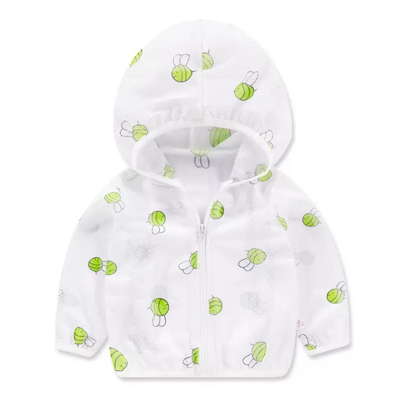 Unisex nan leichte kapuzen mesh sonnenschutzjacke mit süßem bärendruck R&B