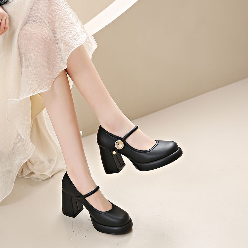 Damen Mary Jane Blockabsatz Schuhe mit eleganter Schnalle R&B