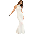 Damen Maxikleid mit transparentem Spitzenmuster und schickem Schlitz R&B