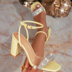 Damen Elegante Sandalen mit funkelndem Riemen und breitem Absatz R&B