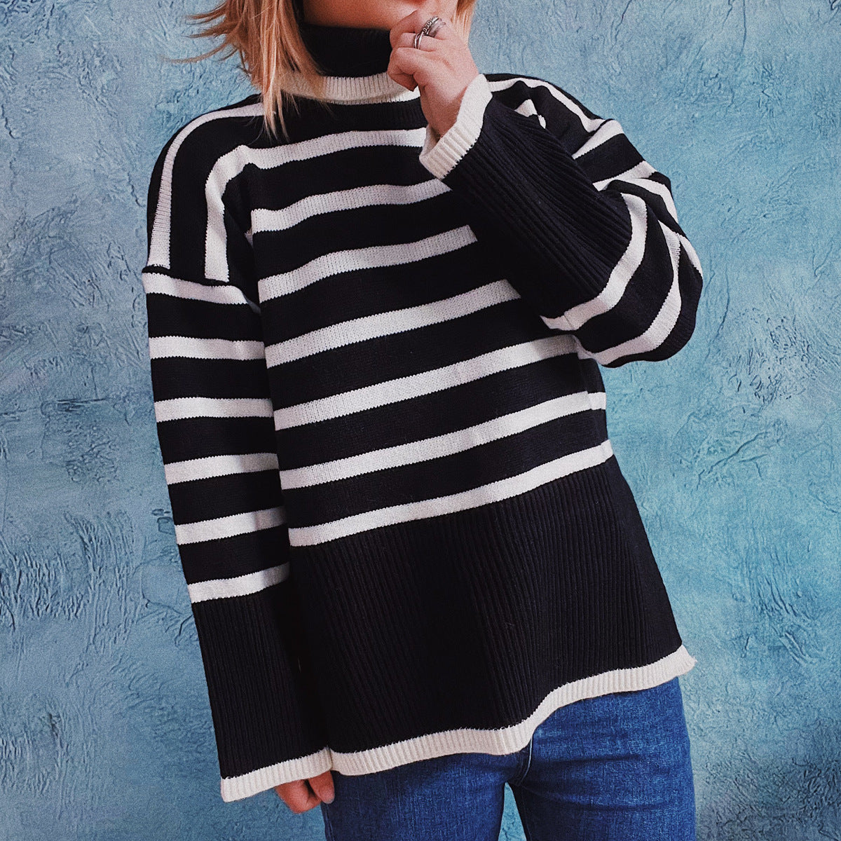 R&B | Gestreifter Strickpullover für Herbst & Winter