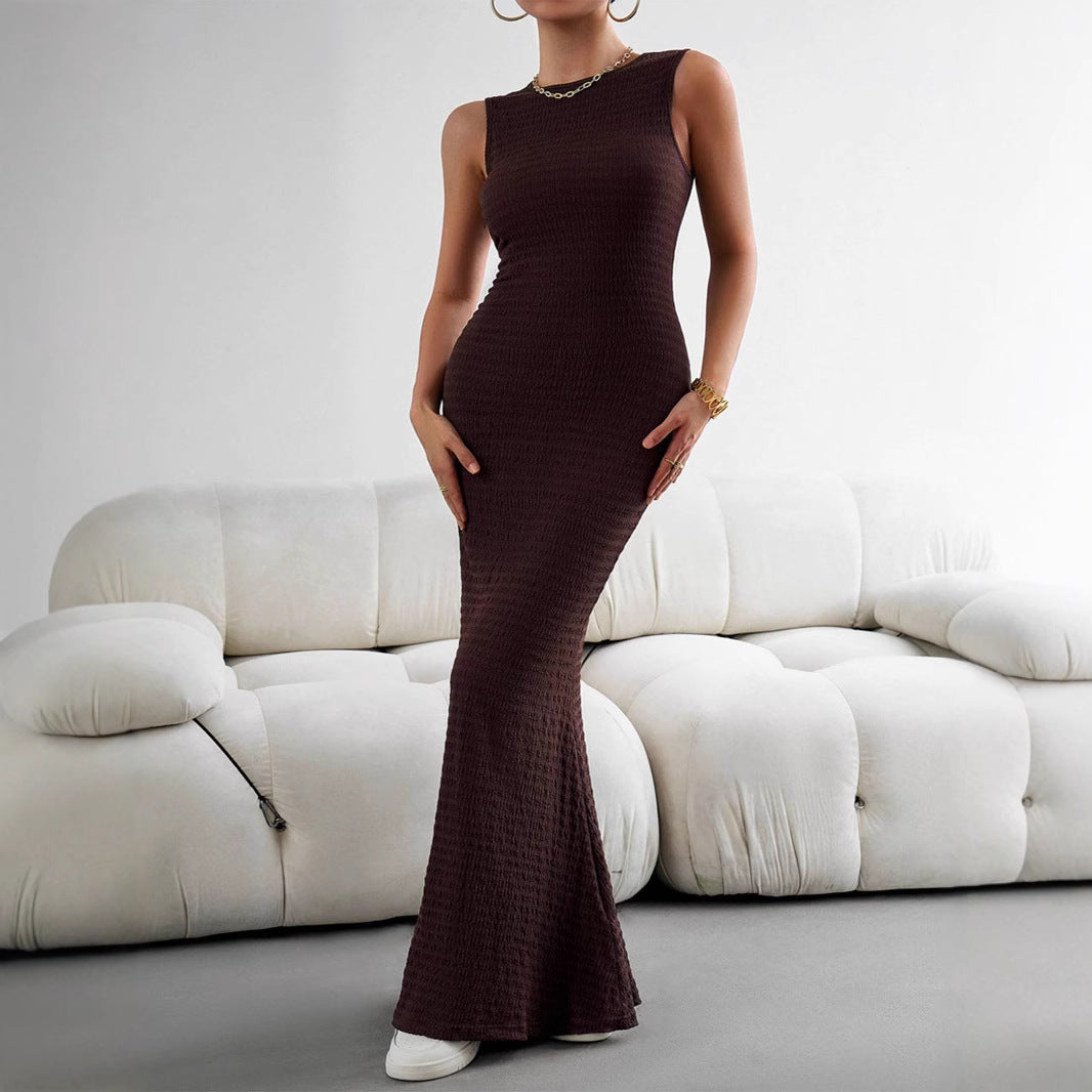 Damen figurbetontes Maxikleid mit elegantem Strukturdesign R&B